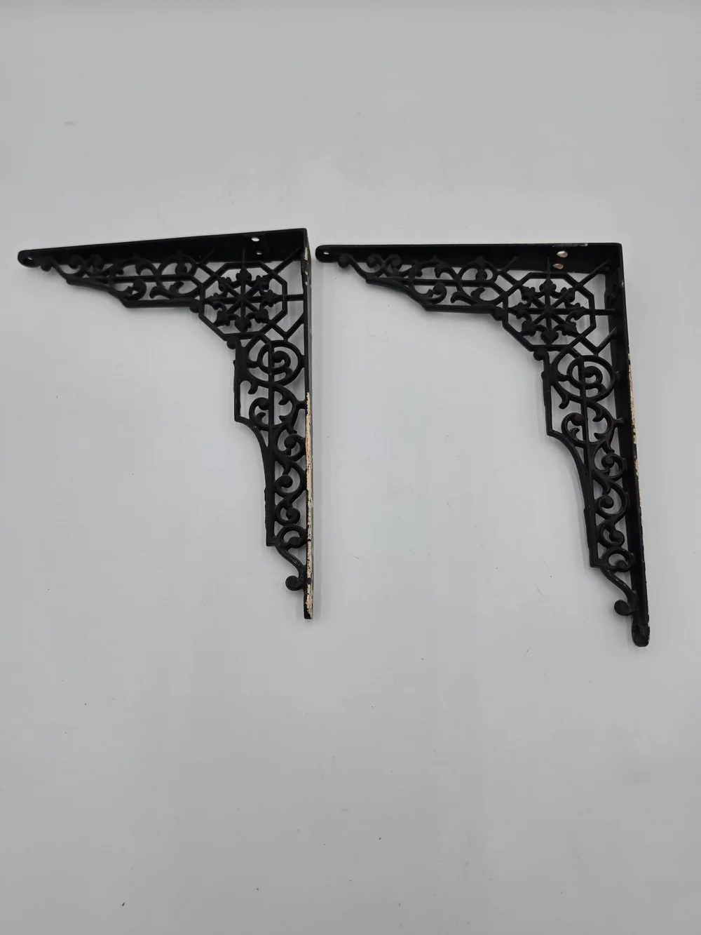 Ornate Black Metal Shelf Brackets – Set of 2
